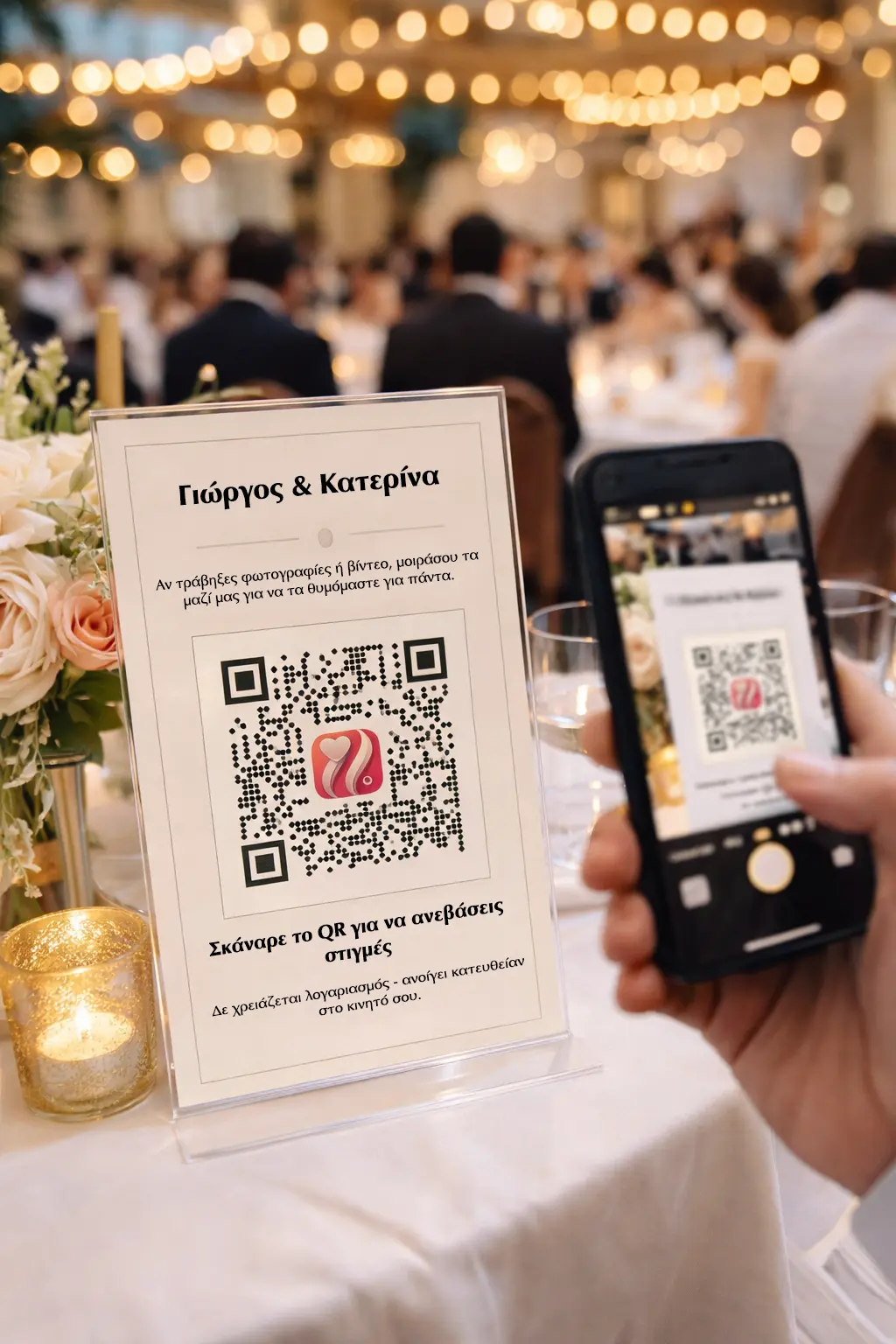 Απεικονίζει το QR Code κι ένα κινητό να κάνει scan
